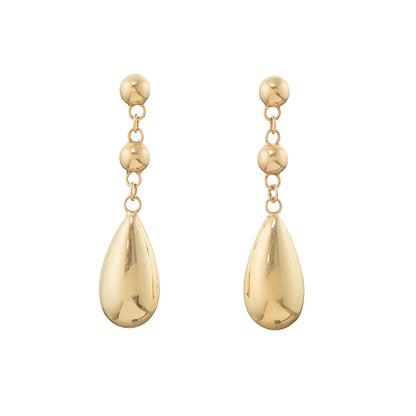 Classic 9ct yellow gold stud earrings with dangling drops.