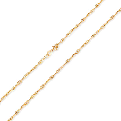 Classic 9ct gold mariner link chain with a bolt ring clasp.