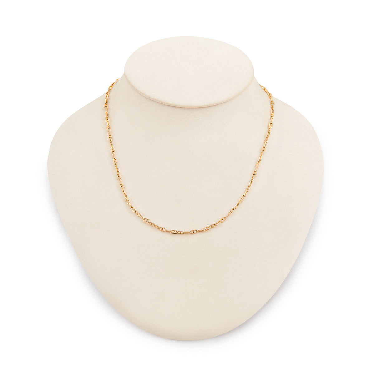 Classic 9ct gold mariner link chain with a bolt ring clasp.