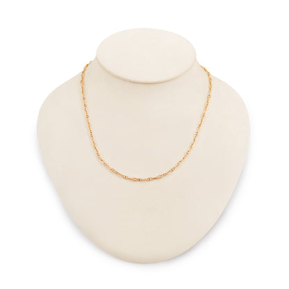 Classic 9ct gold mariner link chain with a bolt ring clasp.