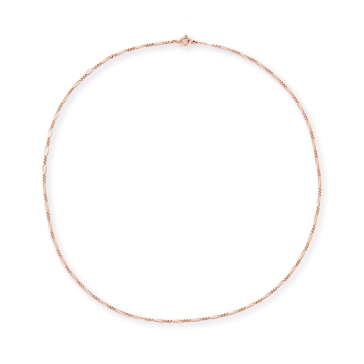 Classic 9ct rose gold figaro link chain.