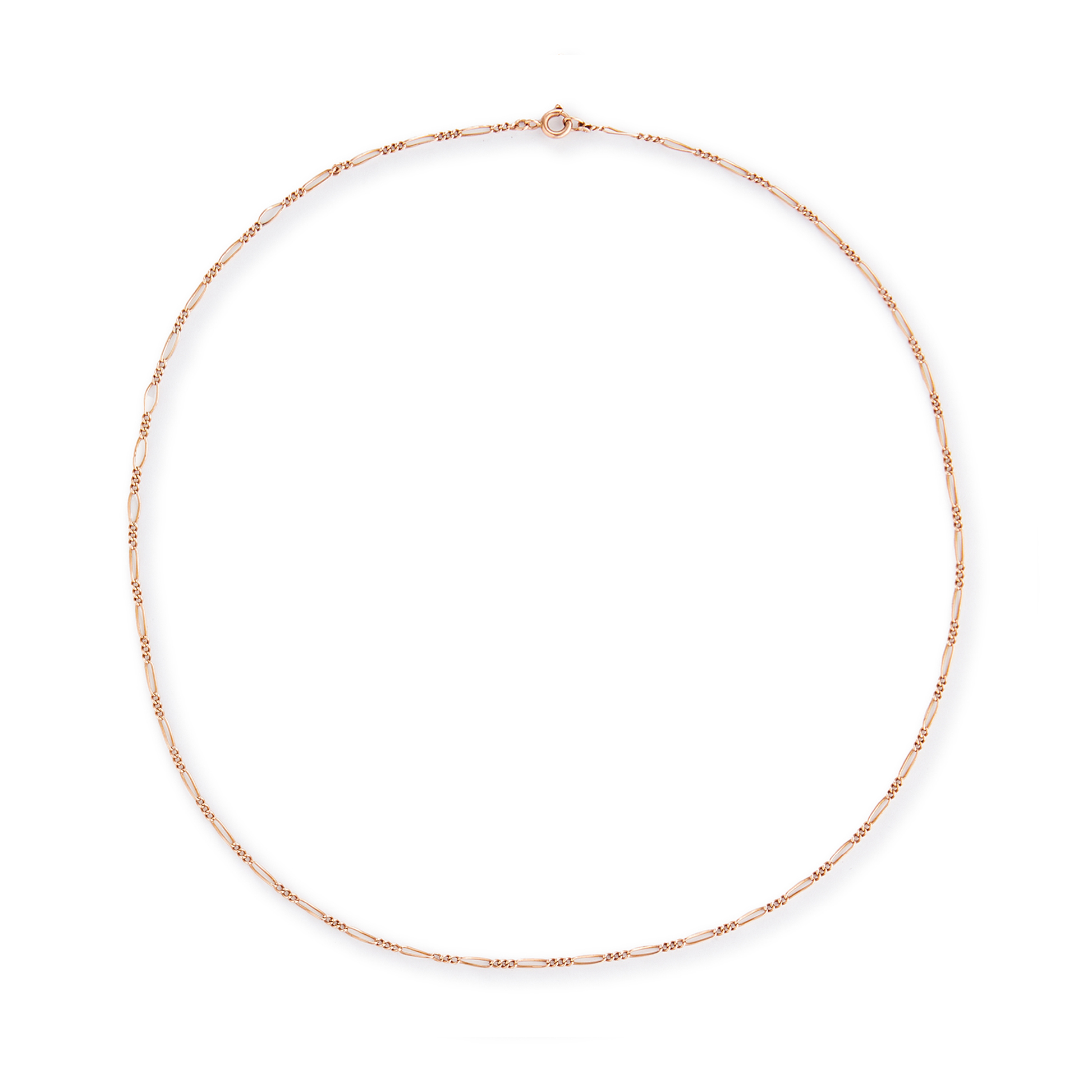 Classic 9ct rose gold figaro link chain.