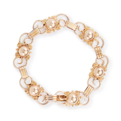 Sought after Mid-century 9ct rose gold Candida bracelet with a lovely floral design. A very rare find!