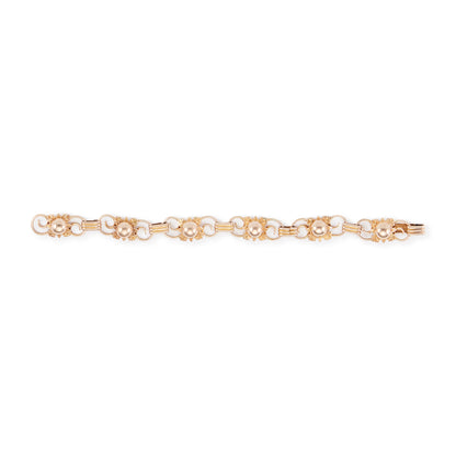 Sought after Mid-century 9ct rose gold Candida bracelet with a lovely floral design. A very rare find!