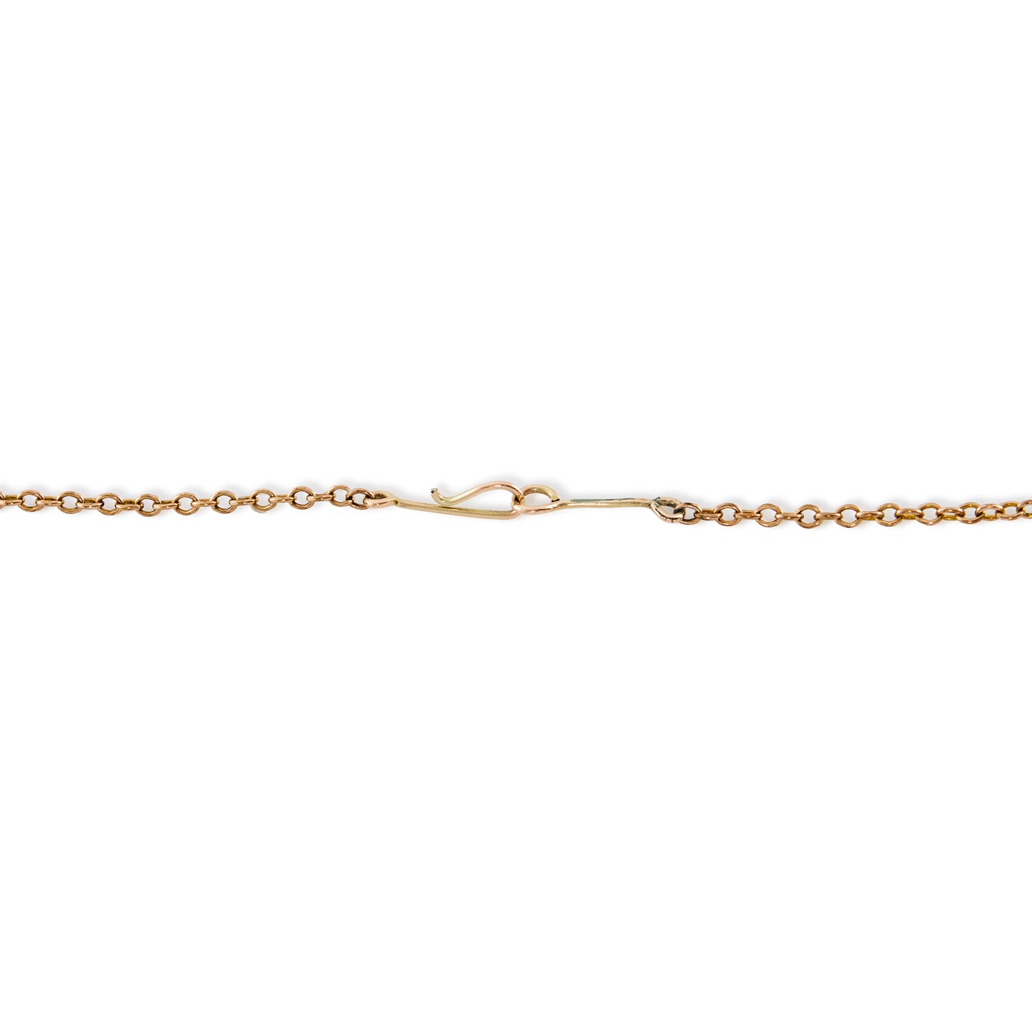 Pretty 9ct rose gold on silver heart shaped pendant on a belcher link chain with a shepherds hook clasp.