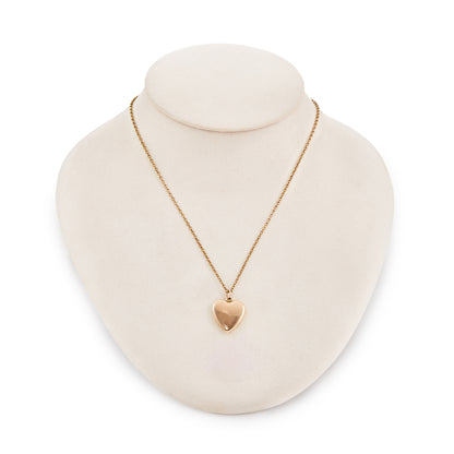 Pretty 9ct rose gold on silver heart shaped pendant on a belcher link chain with a shepherds hook clasp.