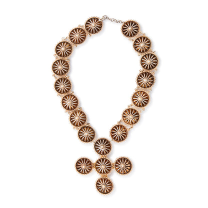 Magnificent antique David Anderson silver-gilt filigree necklace with a cross pendant.