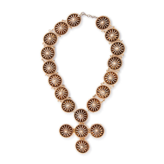 Magnificent antique David Anderson silver-gilt filigree necklace with a cross pendant.