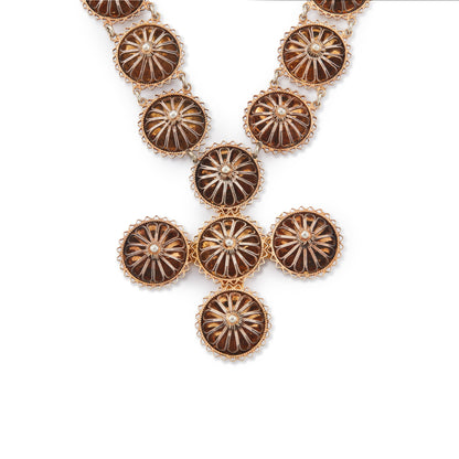 Magnificent antique David Anderson silver-gilt filigree necklace with a cross pendant.