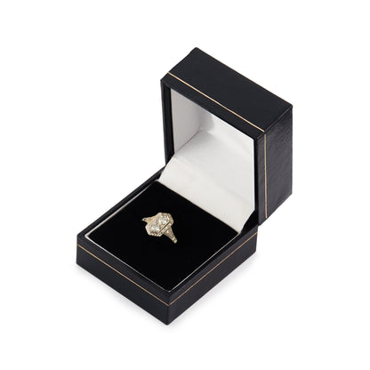 Gorgeous Art Deco 18ct rose gold and platinum ring set with two round 0.20ct sparkling diamonds.