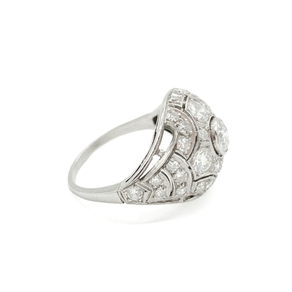 Gorgeous Art Deco 18ct white gold pavé set diamond ring with 0.50ct old-European-cut centre stone.&nbsp;