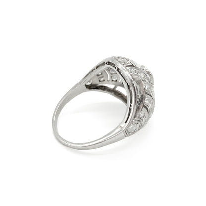 Gorgeous Art Deco 18ct white gold pavé set diamond ring with 0.50ct old-European-cut centre stone.&nbsp;