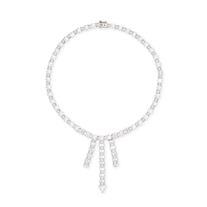 Exquisite Art Deco silver plated necklace set with Austrian crystals. The necklace has a safety clasp. Ideal accessory for a bride or special occasion.
