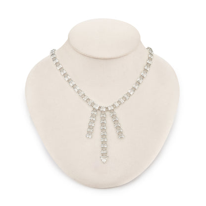 Exquisite Art Deco silver plated necklace set with Austrian crystals. The necklace has a safety clasp. Ideal accessory for a bride or special occasion.