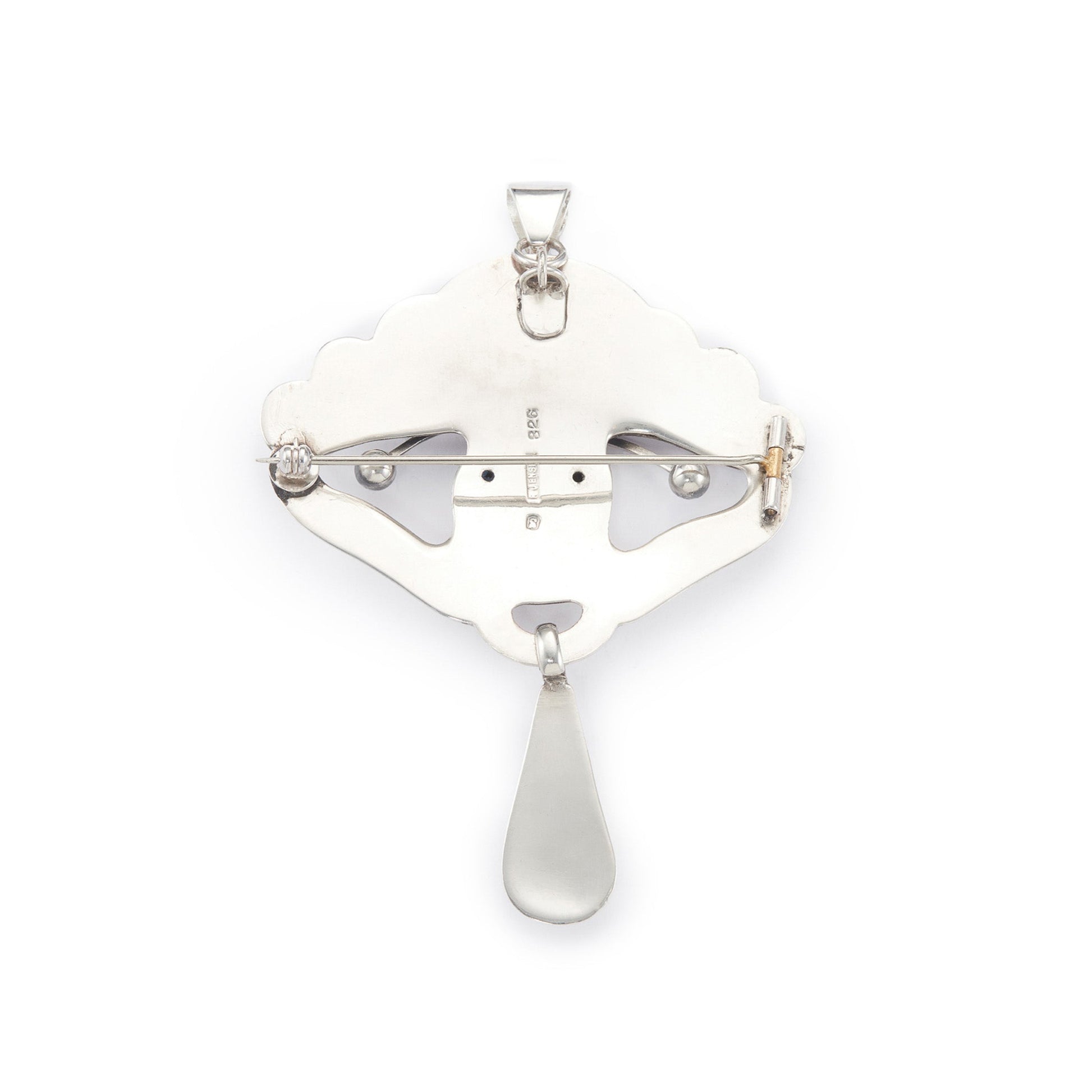 Gorgeous large Art Nouveau repoussé silver and citrine Scandinavian pendant which can also be worn as a brooch. Pin and pendant attachments have been replaced.