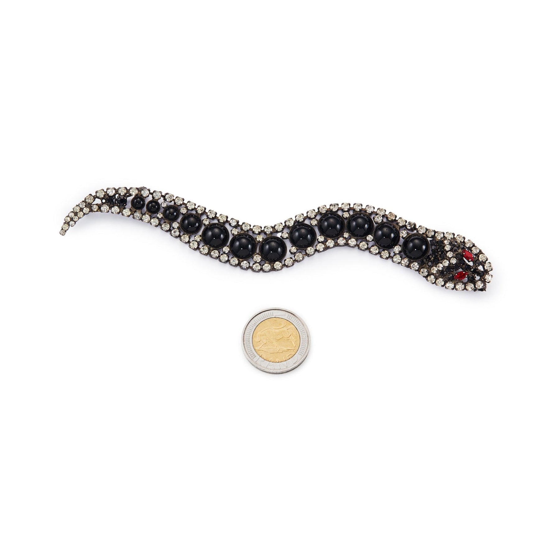 Glamorous vintage Butler and Wilson articulated snake brooch with two pins. A stunning statement designer piece, ideal to be worn over the shoulder. England