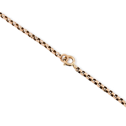 Classic Edwardian 9ct rose gold belcher link chain with a bolt ring clasp.