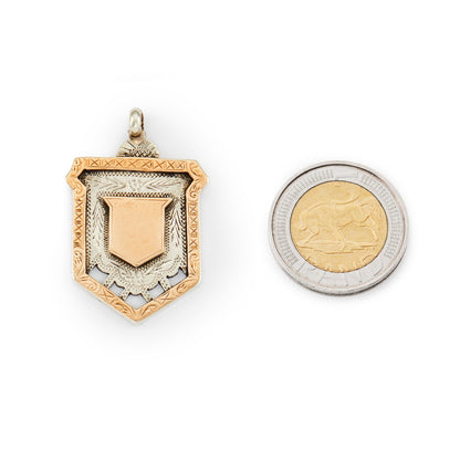Solid Edwardian rose gold on silver beautifully engraved medallion inscribed with the date 27.4.10 at the back.