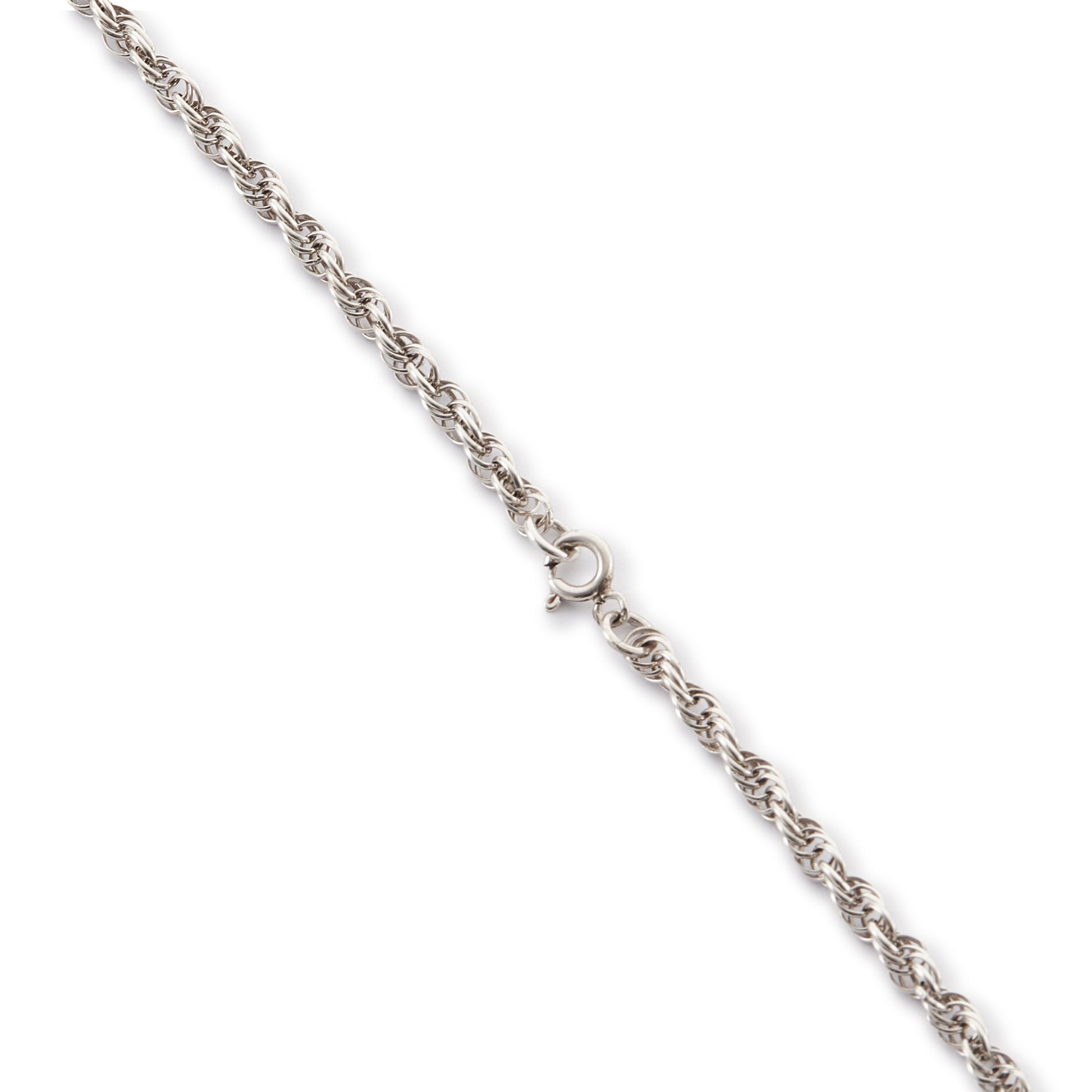 Pretty Edwardian silver albertina necklace with a beautifully enamelled diamond-shaped disc depicting a bouquet of flowers. The disc also has intricate floral engraving at the back. The albertina has a dangling tassel drop.