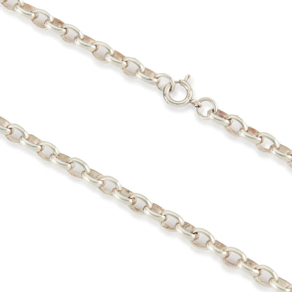 Classic Edwardian sterling silver chain with a bolt-ring clasp.