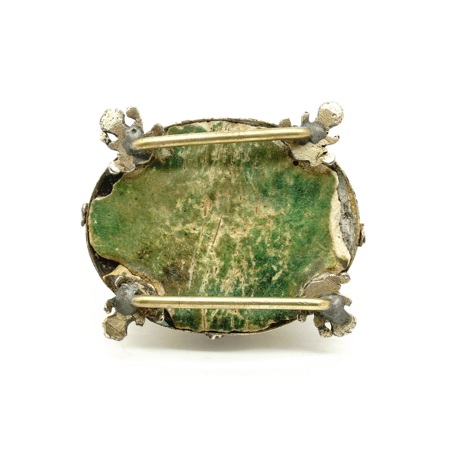 Very unusual Austro-Hungarian tortoise shaped gilt buckle set with garnets and turquoise stones. Adorned with two climbing lizards and beautiful engraving. This piece would look beautiful on a velvet choker.