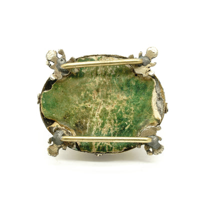 Very unusual Austro-Hungarian tortoise shaped gilt buckle set with garnets and turquoise stones. Adorned with two climbing lizards and beautiful engraving. This piece would look beautiful on a velvet choker.