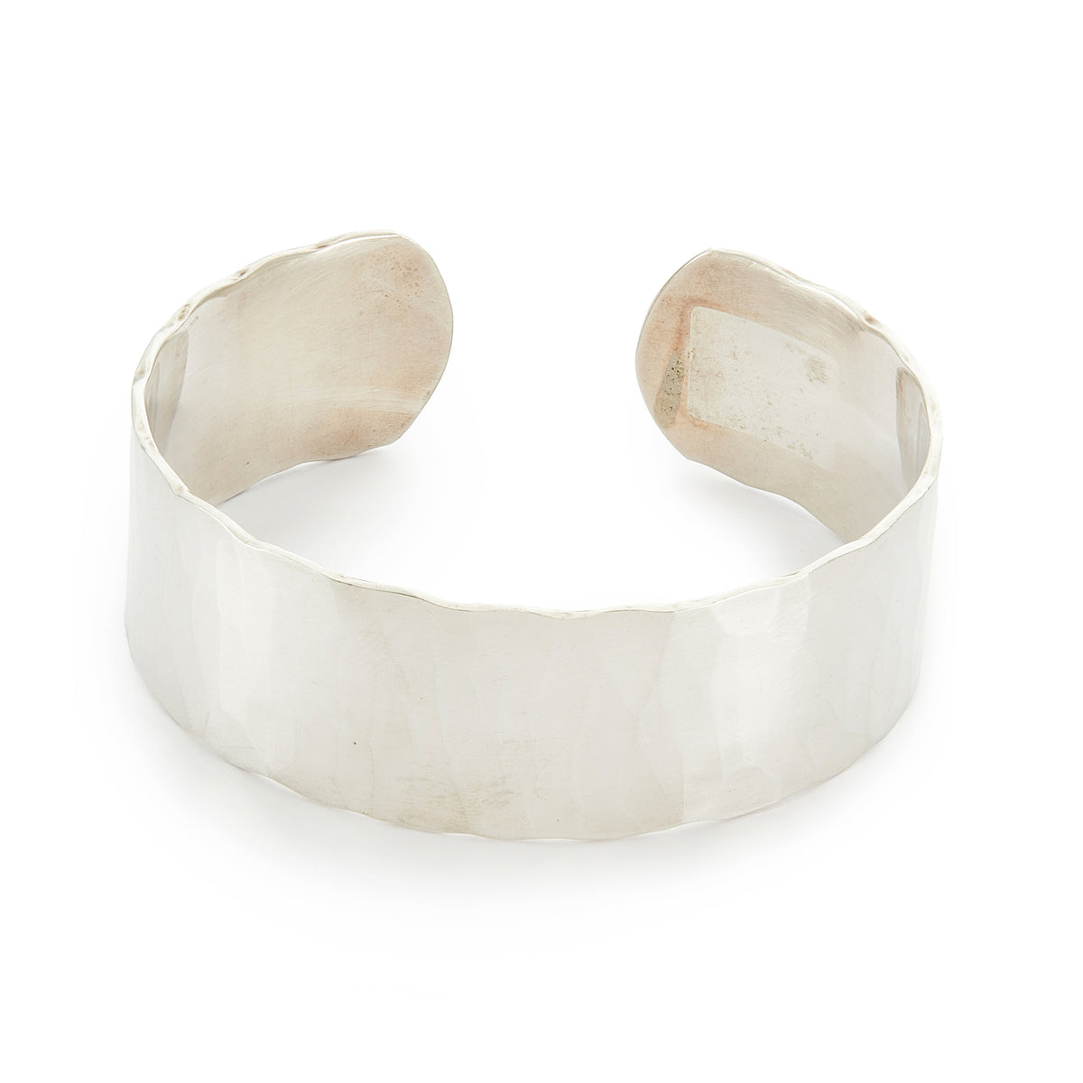 Stylish vintage hammered sterling silver open cuff bangle. Handmade in Germany. Size adjustable.