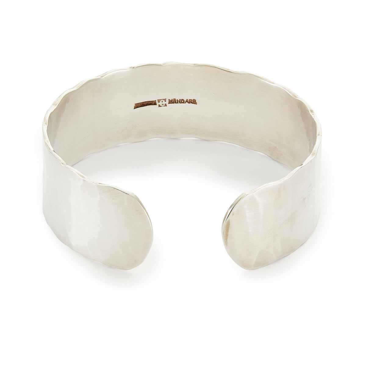 Stylish vintage hammered sterling silver open cuff bangle. Handmade in Germany. Size adjustable.