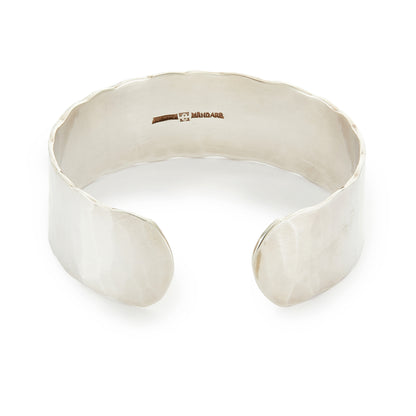 Stylish vintage hammered sterling silver open cuff bangle. Handmade in Germany. Size adjustable.