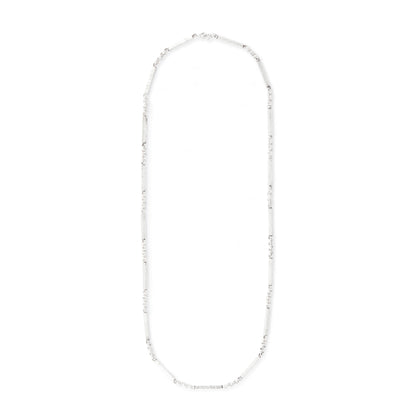 Stylish handmade Modernist sterling silver chain with long rectangular textured links, interspersed with belcher link chain.