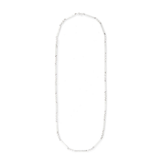 Stylish handmade Modernist sterling silver chain with long rectangular textured links, interspersed with belcher link chain.