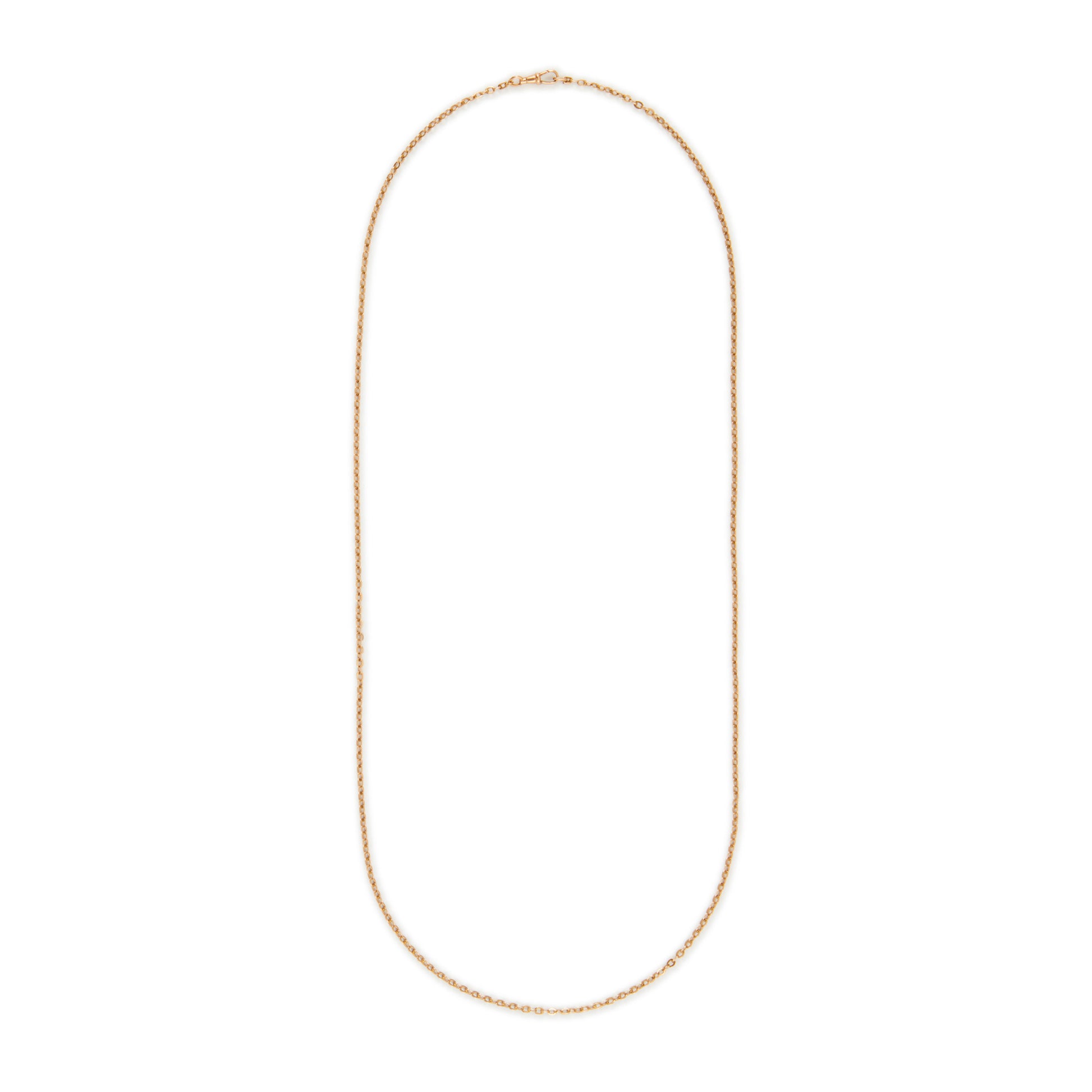 Classic long Victorian 9ct rose gold belcher link chain with a dog clip.