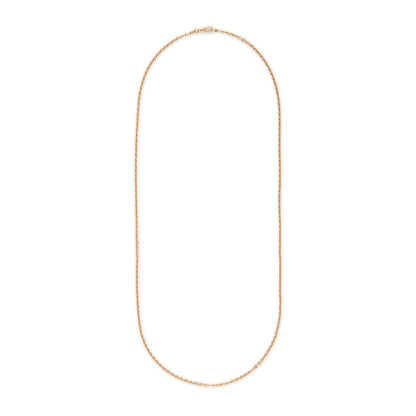 Classic long Victorian 9ct rose gold belcher link chain with a dog clip.