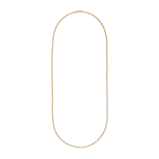 Classic long Victorian 9ct rose gold belcher link chain with a dog clip.