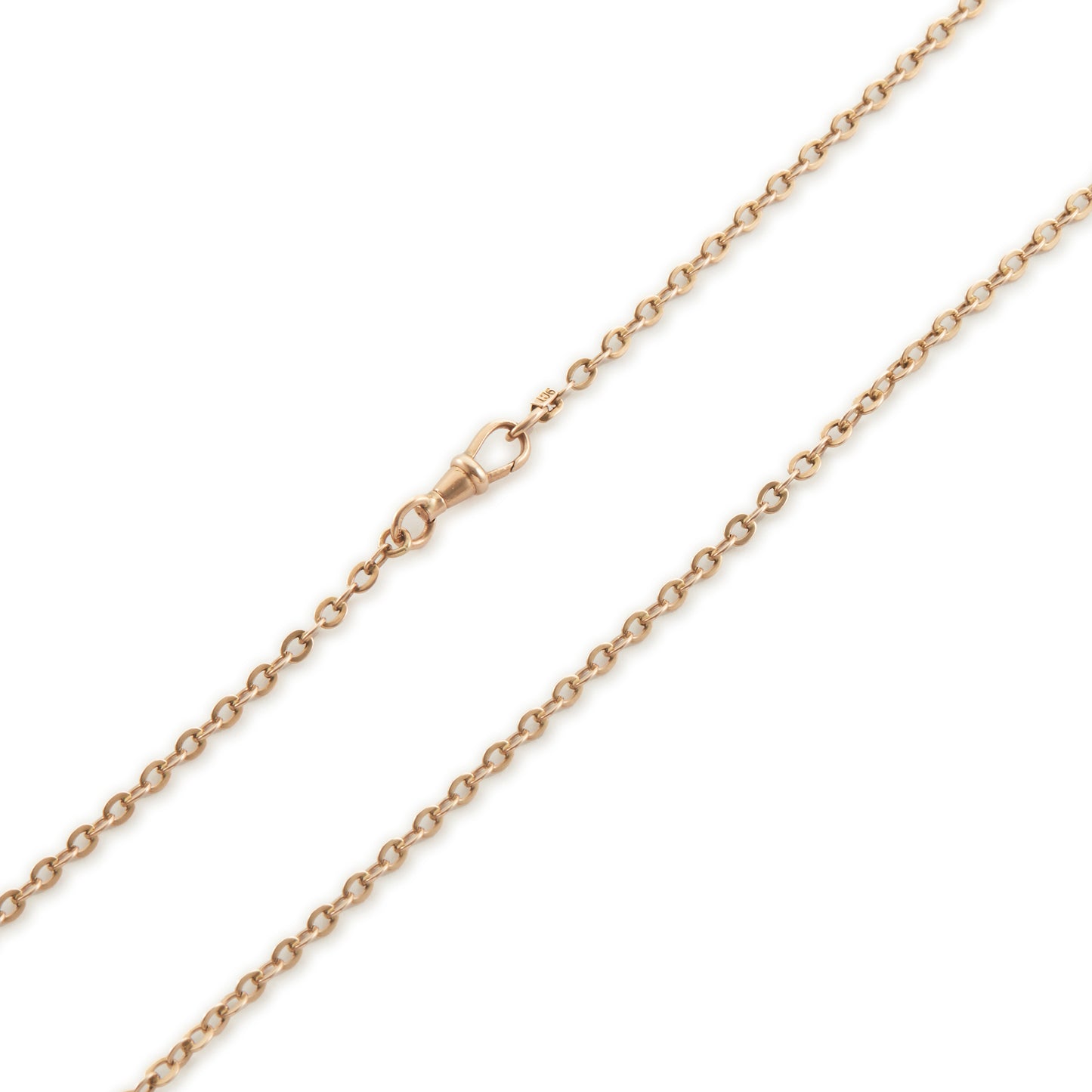 Classic long Victorian 9ct rose gold belcher link chain with a dog clip.