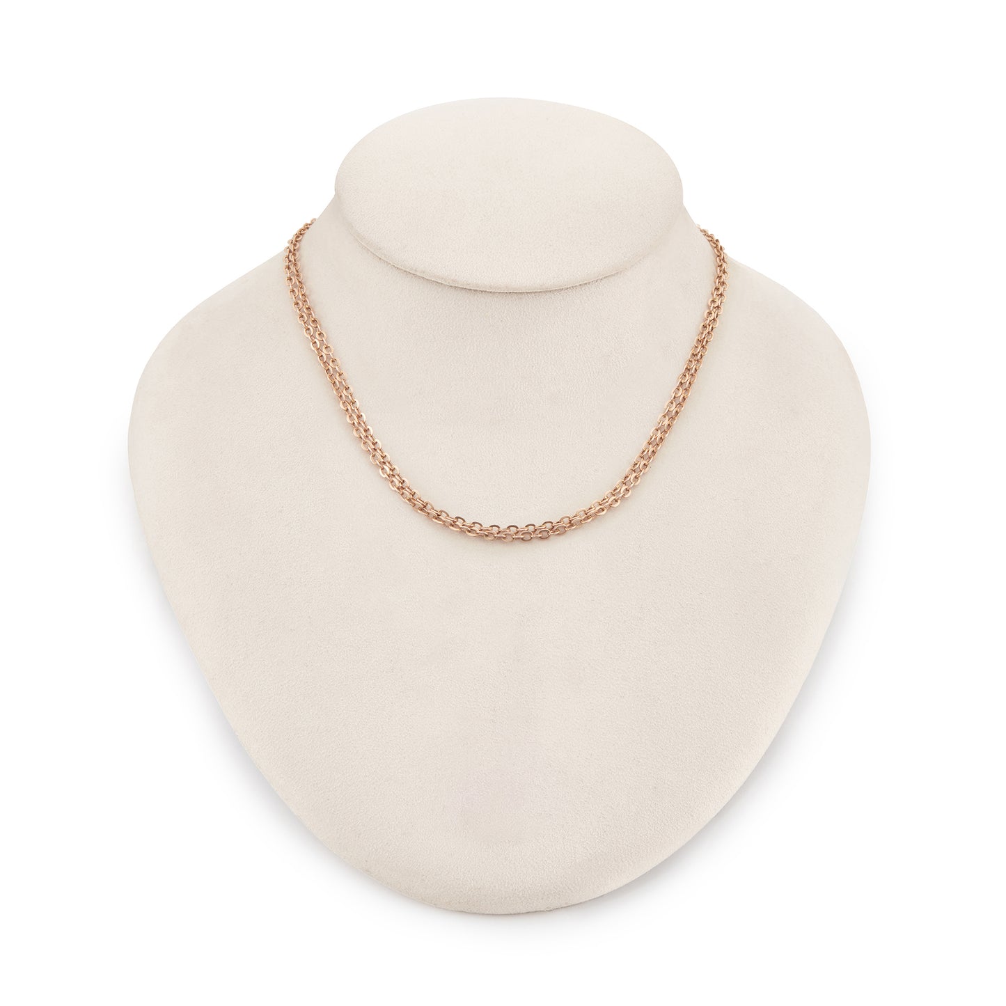 Classic long Victorian 9ct rose gold belcher link chain with a dog clip.