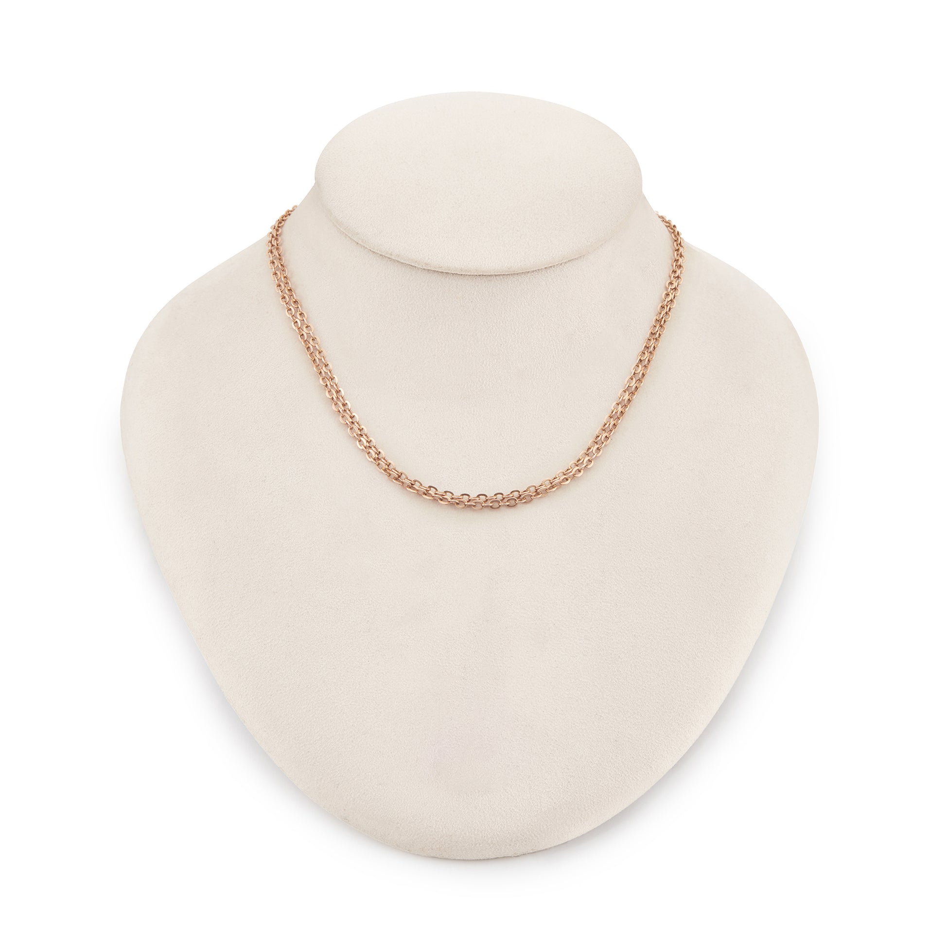 Classic long Victorian 9ct rose gold belcher link chain with a dog clip.