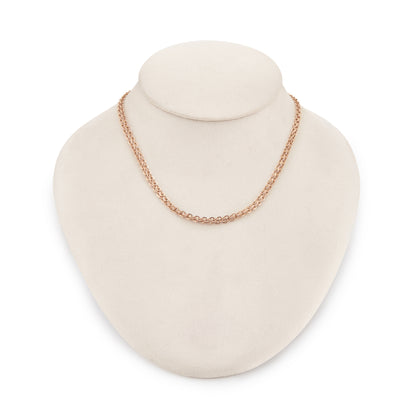 Classic long Victorian 9ct rose gold belcher link chain with a dog clip.