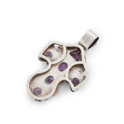 Mexican Sterling Silver Amethyst Cross Pendant