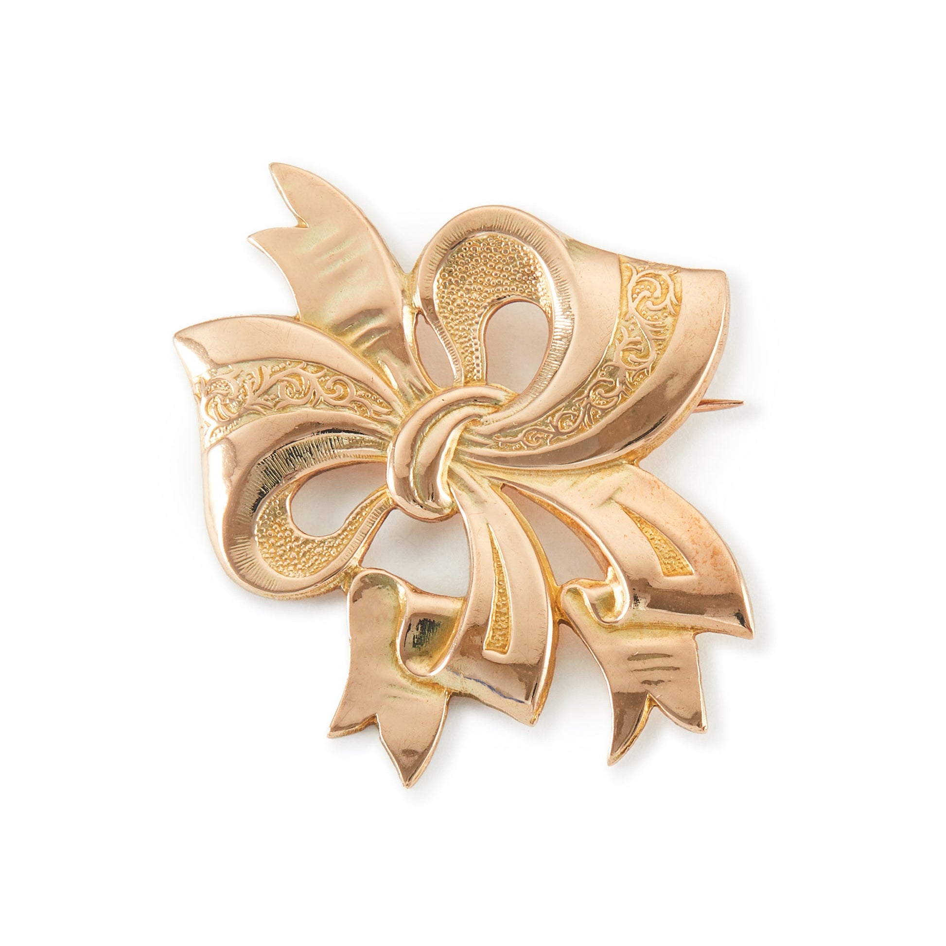 Sought after 9ct gold Candida mid-century bow brooch with maker’s mark.
