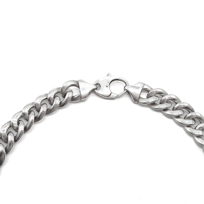 Chunky sterling silver belcher link chain with a lobster clasp.