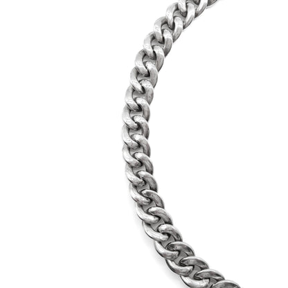 Chunky sterling silver belcher link chain with a lobster clasp.