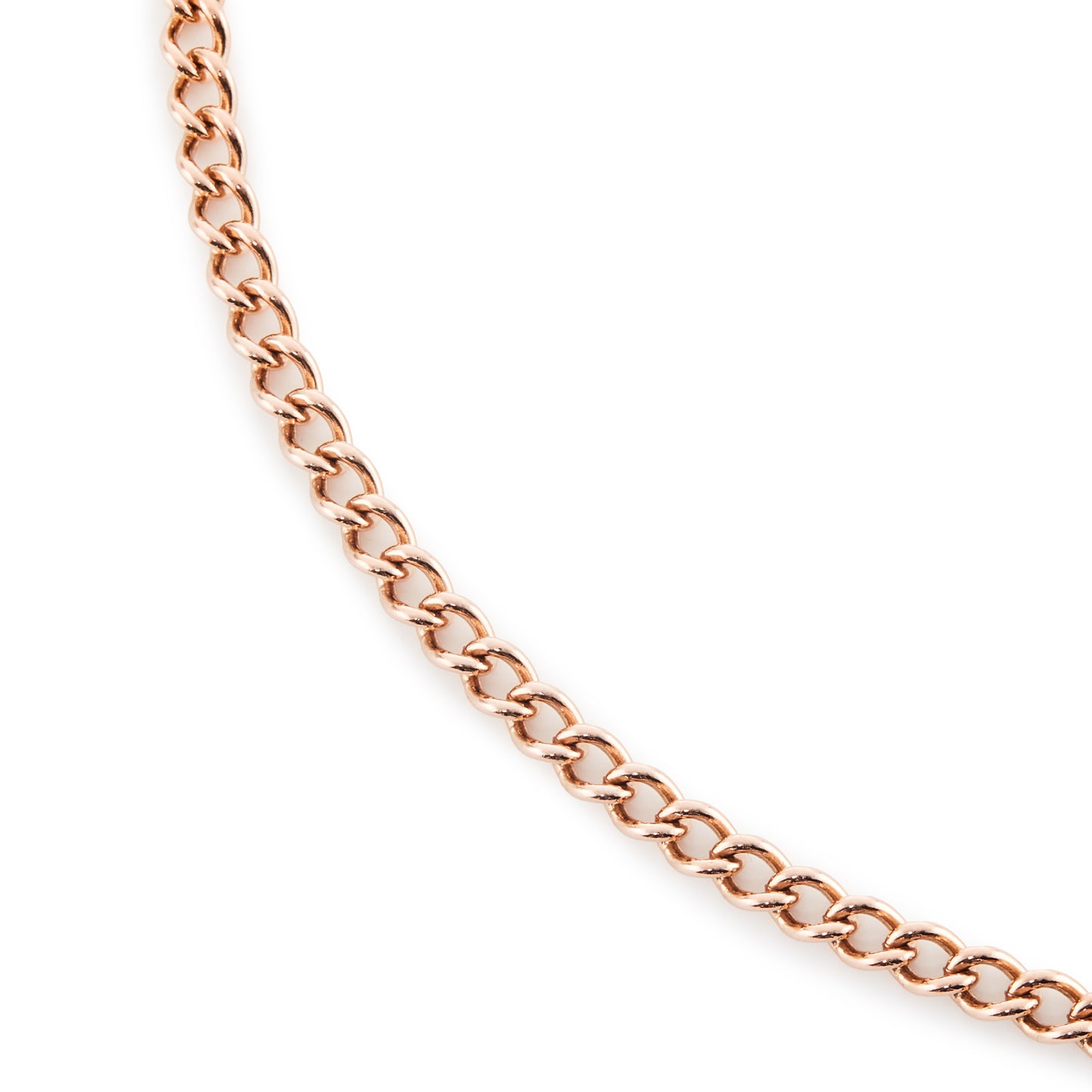 Classic Edwardian 9ct rose gold curb link fob chain with two dog clips and a t-bar.