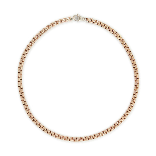 Classic vintage popcorn link rose gold on sterling silver chain with a sterling silver lobster clasp.