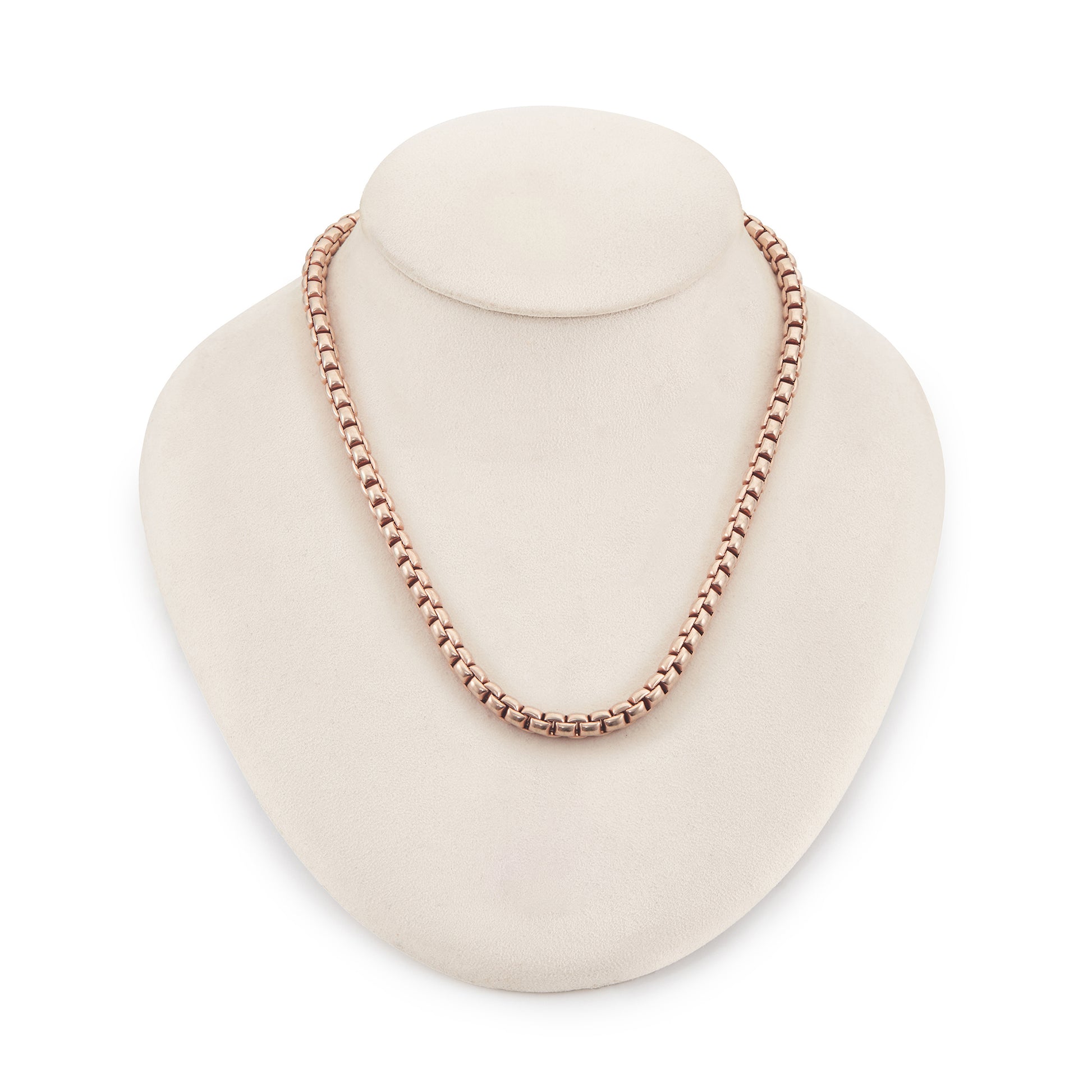 Classic vintage popcorn link rose gold on sterling silver chain with a sterling silver lobster clasp.