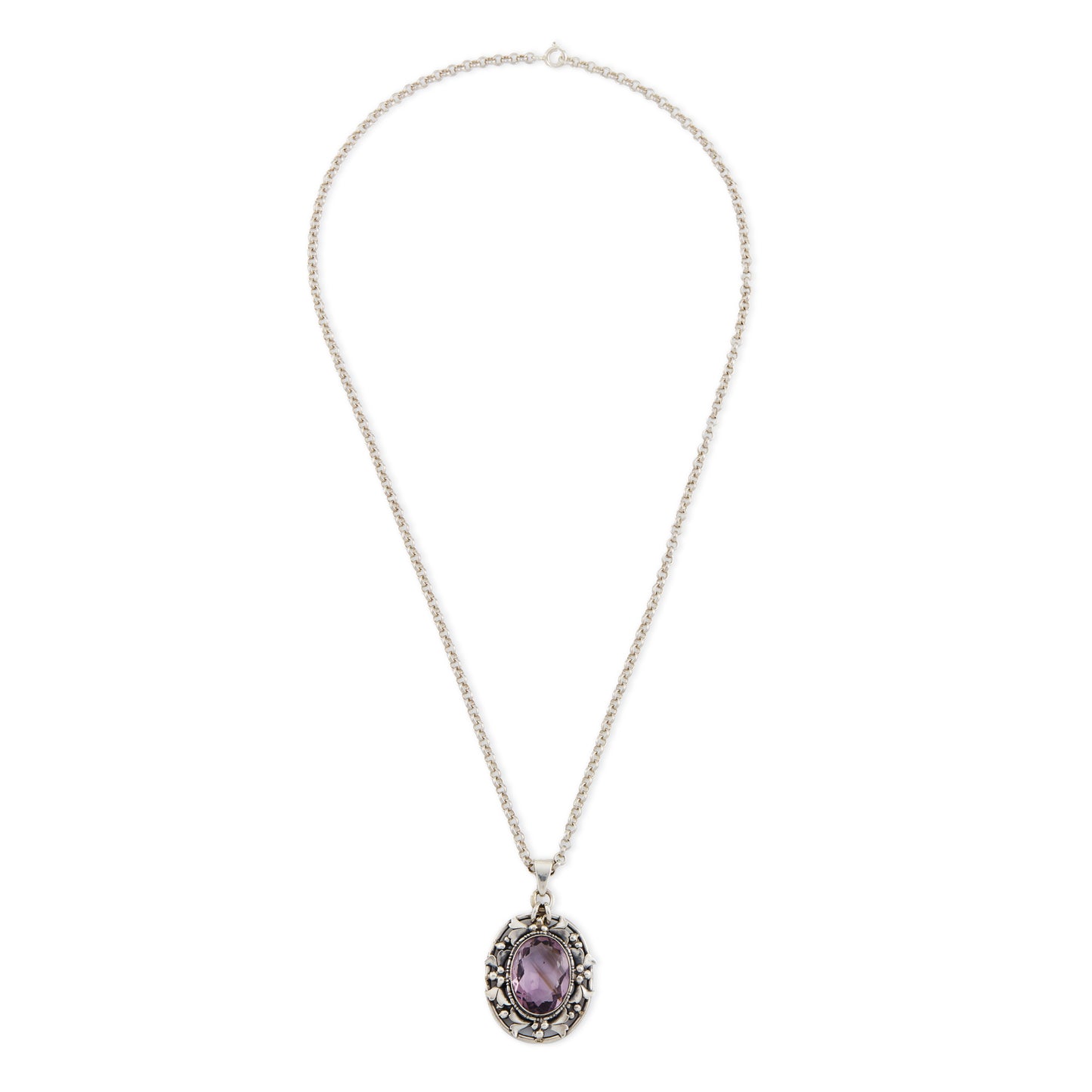 Silver Amethyst Pendant on Chain