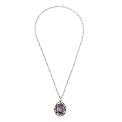 Silver Amethyst Pendant on Chain