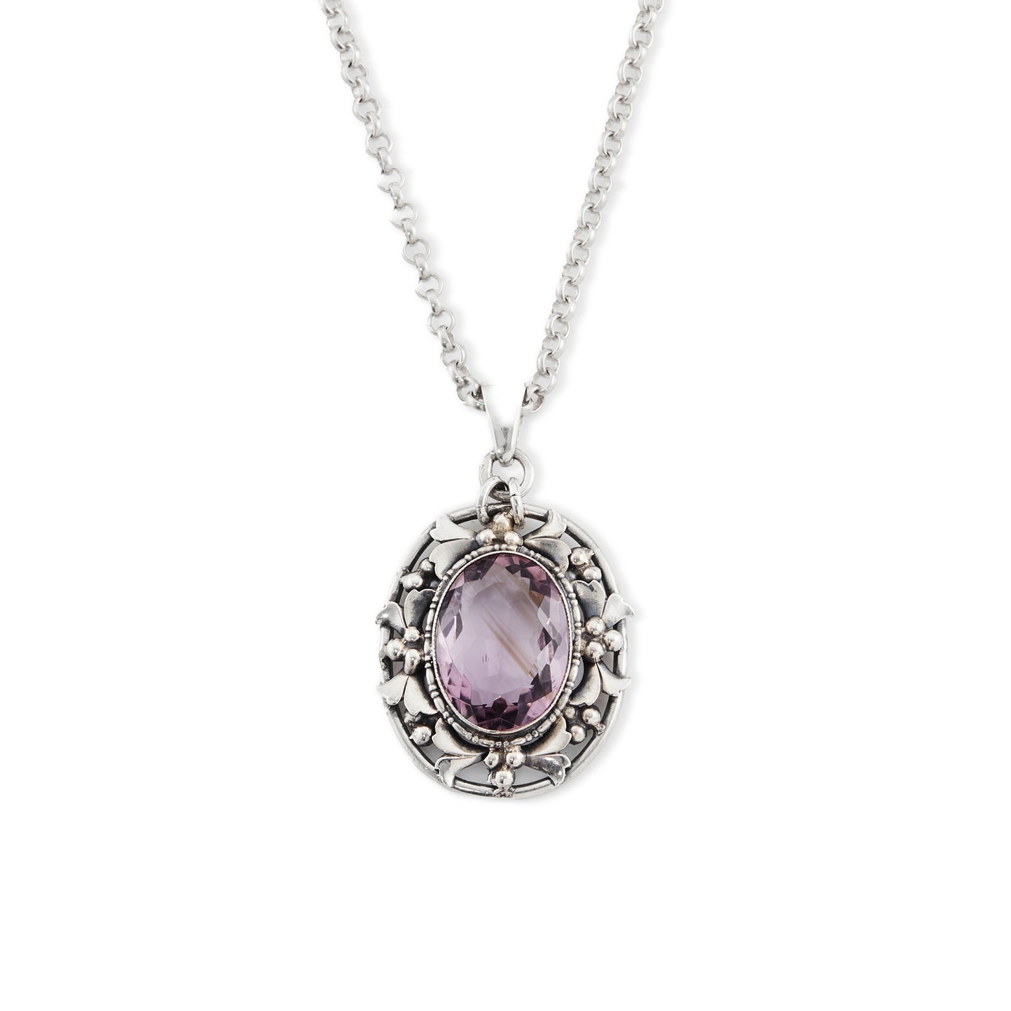 Silver Amethyst Pendant on Chain