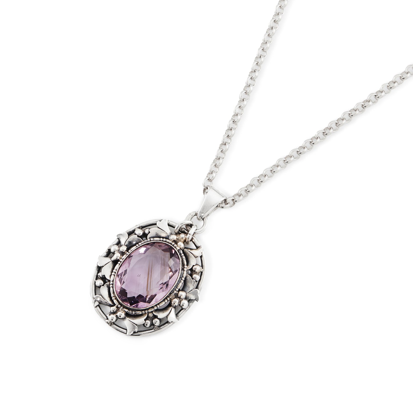 Silver Amethyst Pendant on Chain