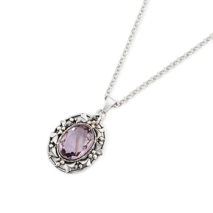 Silver Amethyst Pendant on Chain